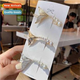 clip side temperament Fishtail bangs girl wor hairpin