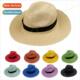brim raffia square foldable hat large straw Summer Panama