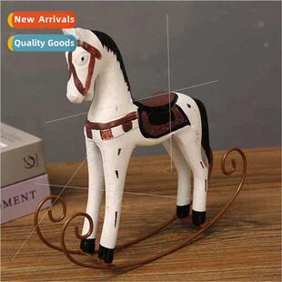 American country rocking wooden horse ornament living room b