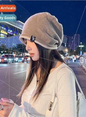 Korean  new fall winter hats female fashion roll label knted