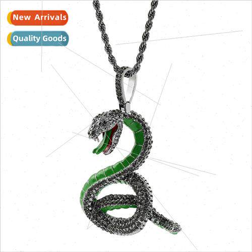 ins new oil dripping zirconia snake pendant micro set black