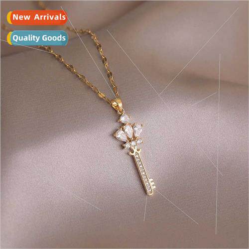 Tanium steel key necklace simple 2022 new collarbone chain i