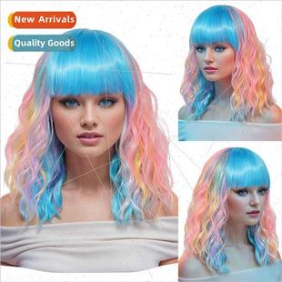 Festival cos Europe wigs water ripple short curly hair wig f