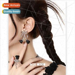 earri rose pin silver 925 hundred female earrings tie Bow