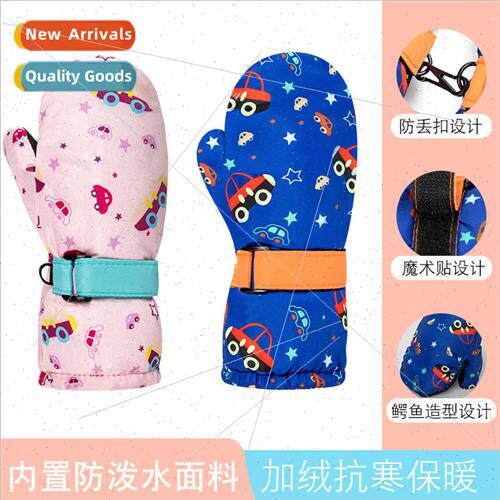 Children cartoon ski gloves winter outdoor windpropadded thi
