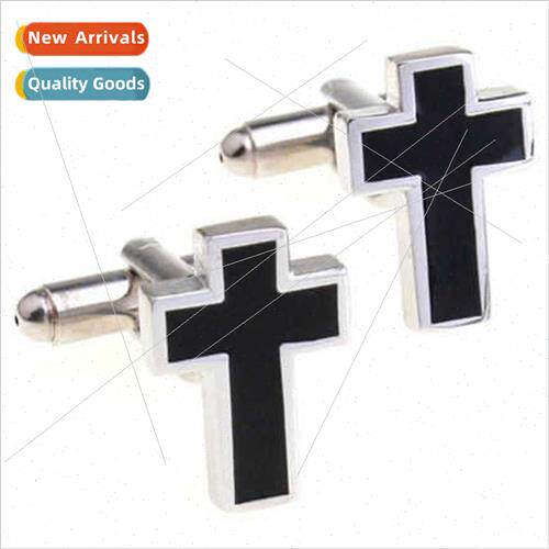 Lacquer Series Men French Black Cross Cufflinks C6020