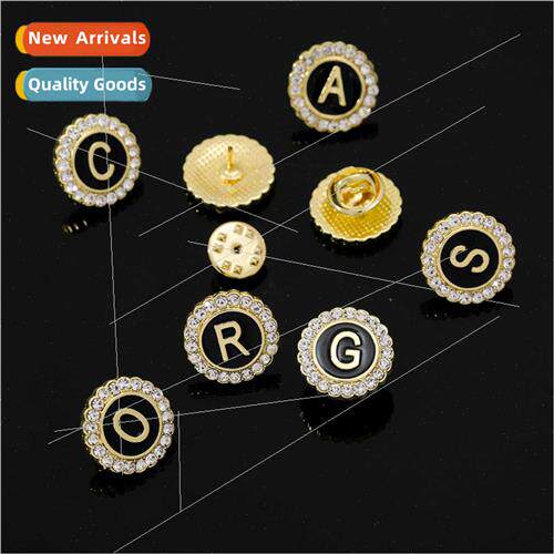high- palace diamond brooch 26 letters A-Z retro alloy badge