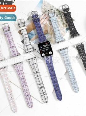 适用Apple small fragrant plush plaid watch bapple watch 8/SE