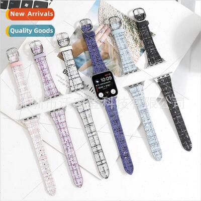 适用Apple small fragrant plush plaid watch bapple watch 8/SE