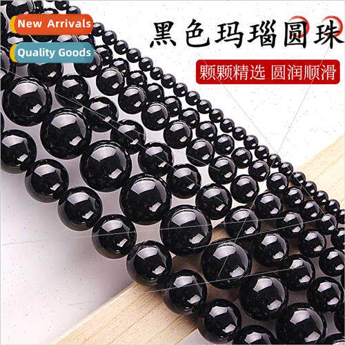 A grade black onyx round beads handmade semi-finished loose
