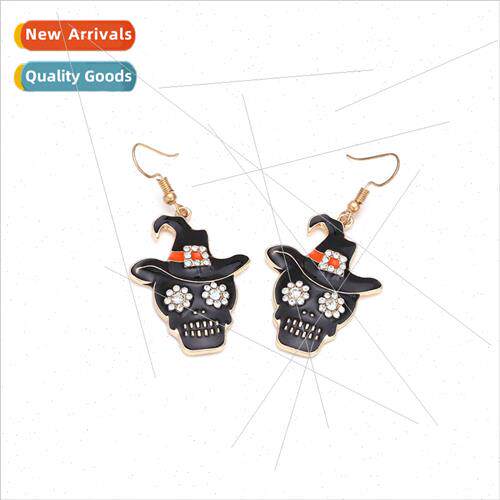 creative alloy oil drop strange skull earrings cartoon rhine