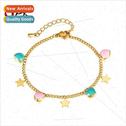 Fashion Stainless Steel Star HJewelry Candy Color Clash Peac
