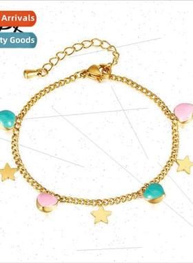 Fashion Stainless Steel Star HJewelry Candy Color Clash Peac