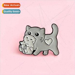Japanese cute nd animal brooch cartoon cat mother holding kt