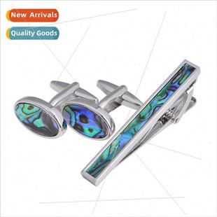 Shell Tie Clip Cufflinks High Abalone Set Natural