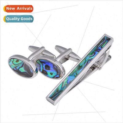 Cufflinks Natural Abalone Shell Tie Clip Cufflinks Set High-