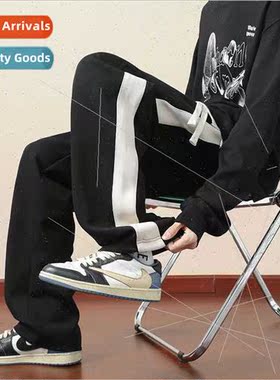 2023 fall casual pants men tide striped fashion loose wide-l