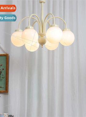 Antique Cream Orb Chandelier French American Vintage Scandin