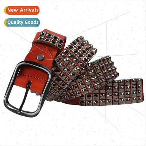 Europe punk men belt pointed rivets day word buckle pants be