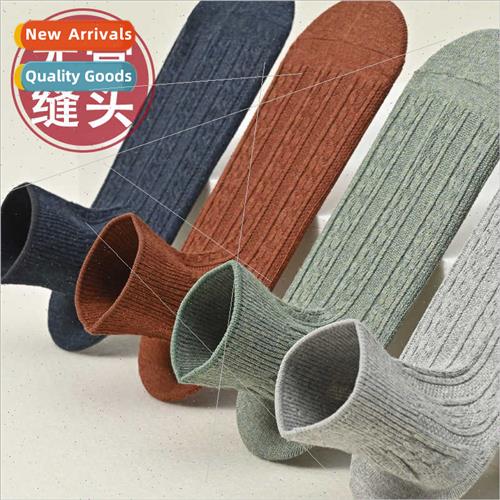 Double needle retro bone-less sewing short mid-calf socks gi