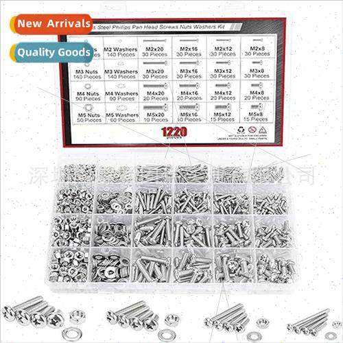 1220pcs boxed screws 304 Phillips round head screws wh nuts
