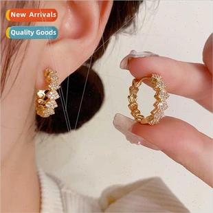 earrings Koreasimple femal splicing triangle zirconia circle