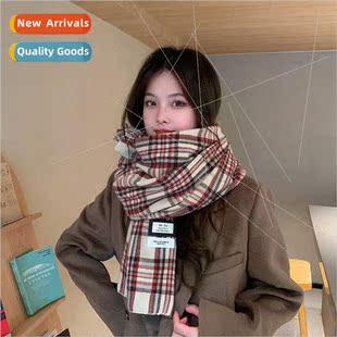 faux cashmere winter ins col female soft scarf Korean plaid