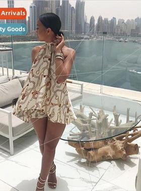 tracksu Womens Set Summer Halter Backless Jumpsu La