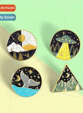 Japan Korea round figure brooch case black night whe day wha