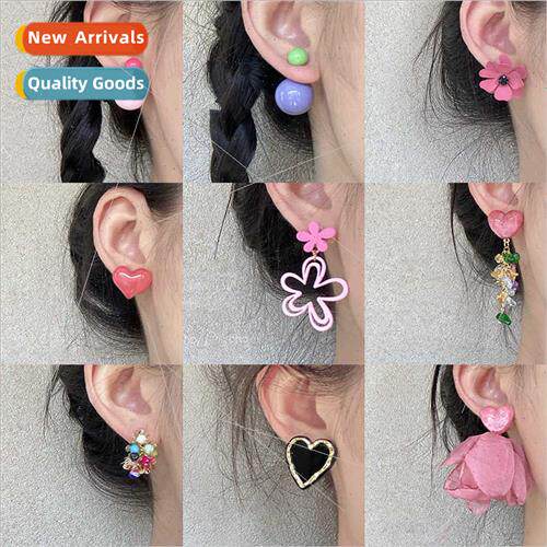 New love tassel diamond zirconia flower earrings advanced si