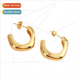 Europe stainless steel earrings furnace plating cow horn glo