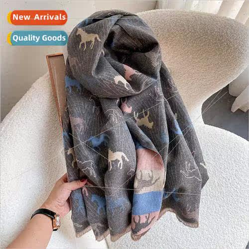 Stallion figure imation cashmere scarf female fall winter Eu
