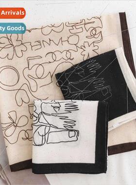 Korean  hching four-leaf clover printing small square scarf