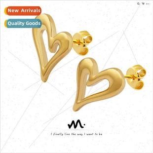 creative heart material ins brass earrings Korea shaped