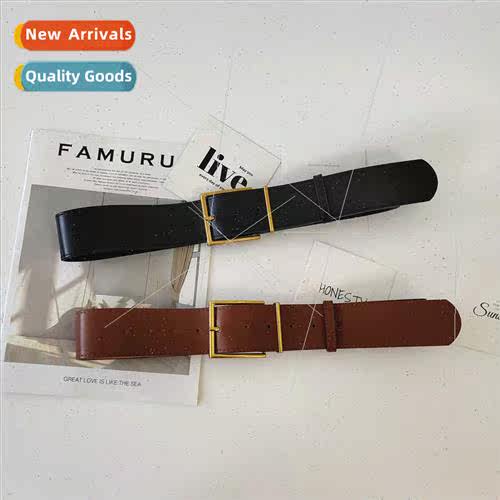 Wide belt female copper buckle pin buckle dress belt Pepsi g