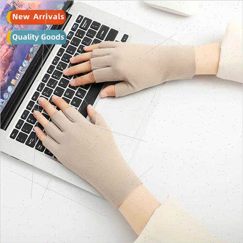 German velvet gloves winter half-finger gloves ladies tweed