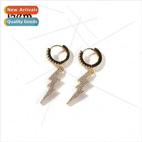 Hip Hop Europe new double lightning bolt earrings fine needl