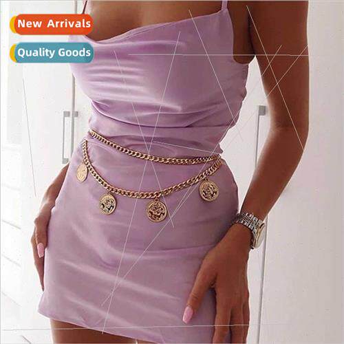 Europe Vintage Coin Pendant Tassel Metal Waist Chain Feminin