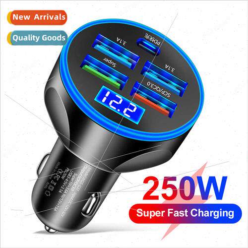 New super fast charger multi-port wh digal display car charg