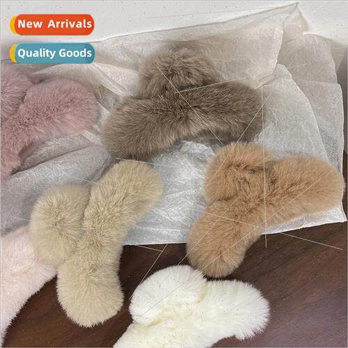 Autumn winter rabb hair grab large back head grab clip hair