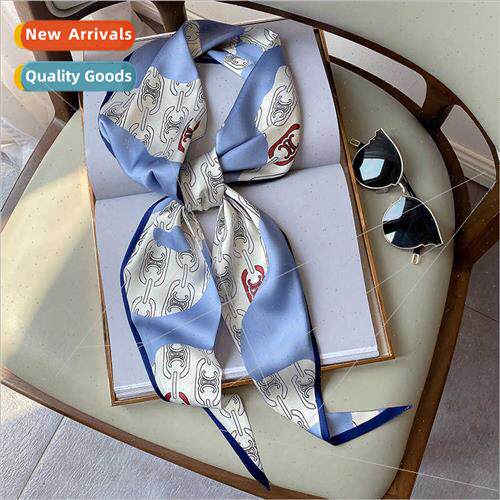Early fall new decorative thin long strip small silk scarf w