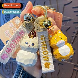 meow family resin carving creative wind cute Wood keychain