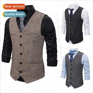 herringbone single breasted 2022 men vest new
