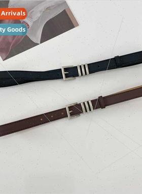 Women  simple versatile thin waist 3 ring pin buckle outerwe