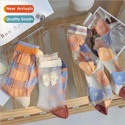 Glass stockings children spring summer thin transparent crys