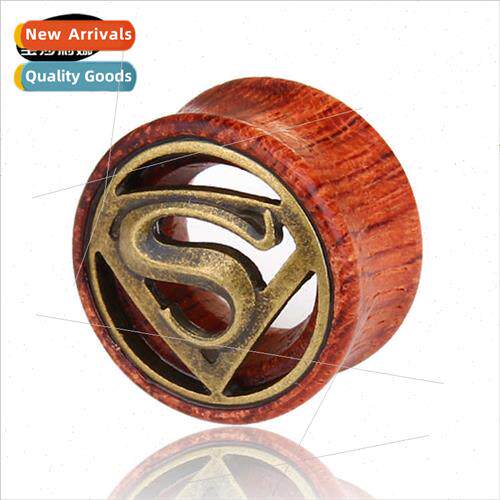 Excellent retro alloy casting Superman wooden ear expansion