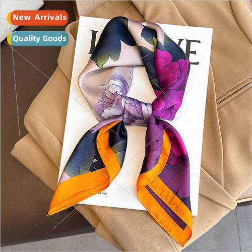 Korean  new fashion printing 70 small square scarf female si