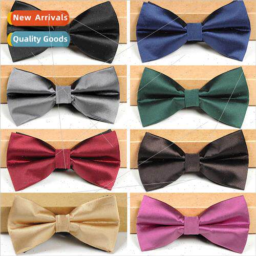Men Formal Su Korean Solid Color Bow Tie Burgundy Groom Best