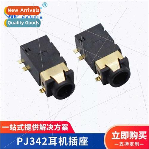 PJ342 six-pin gold-plated chip dual-posioning post flame-ret