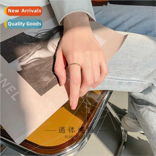 s925 silver concave textured diamond encrusted moon ring nic